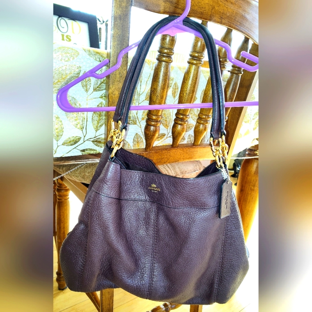 COACH (Purple)  PEBBLE LEATHER "LEXY" SHOULDER BAG